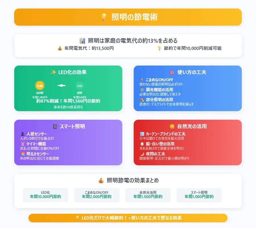 【照明・テレビ・その他】節約術|小さな工夫で大きな効果