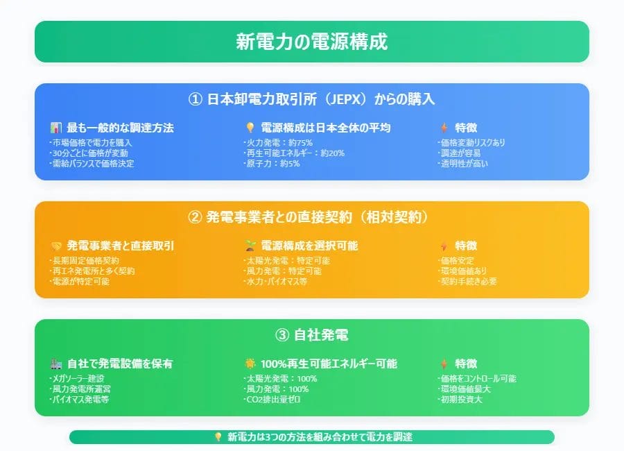 どこから電力を調達している？新電力の電源構成