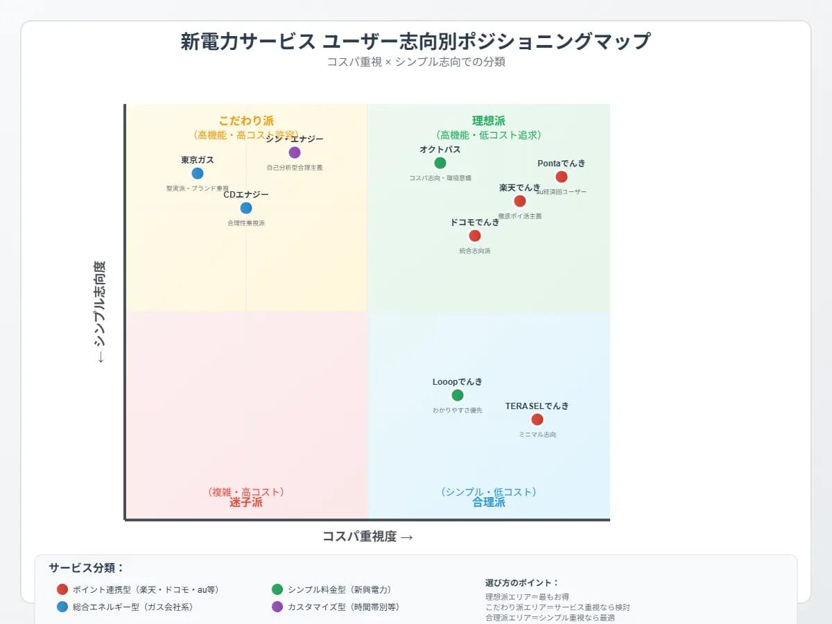 新電力サービスのポジショニングマップ