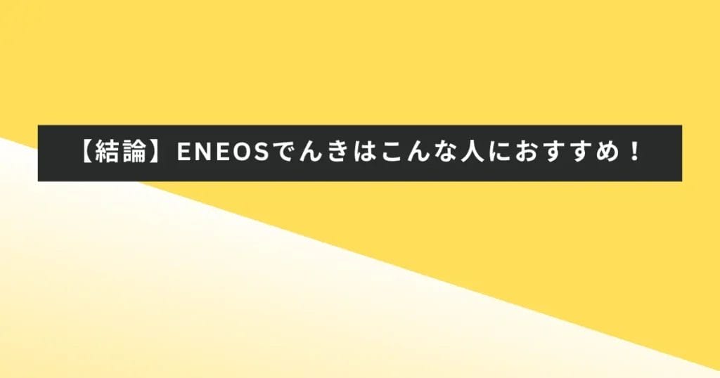 【結論】ENEOSでんきはこんな人におすすめ！